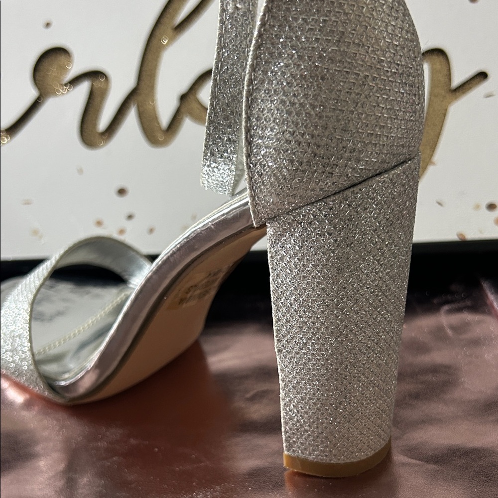 Chic Silver Block Heel Sandals #6209 - Picture 6 of 7